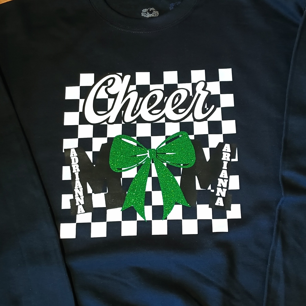 Cheer Sweatshirt with Green Bow